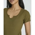 thumbnail image 3 of Real Essentials 4 Pack: Women's Soft Ribbed Knit Split Neck T-Shirt - Casual Office Summer Top (Available In Plus), 3 of 6