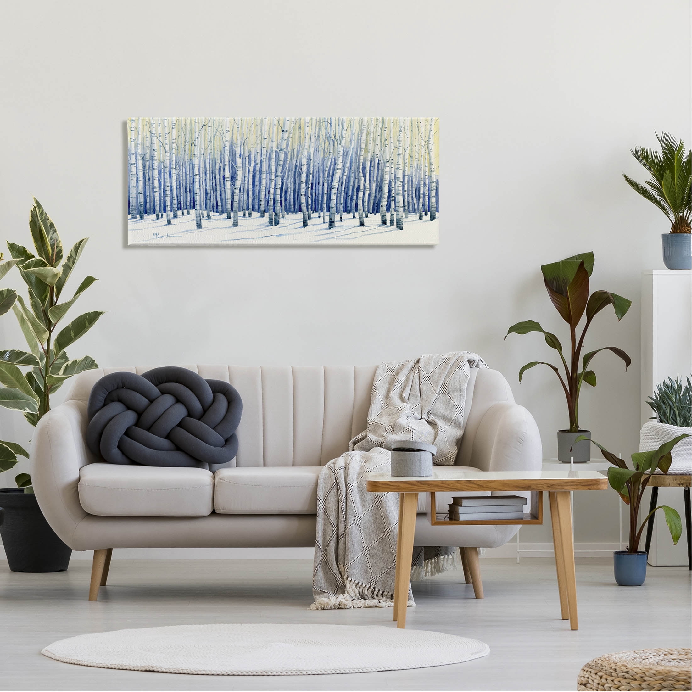 Looming Winter Birch Trees Landscape Graphic Art Gallery Wrapped Canvas Print Wall Art