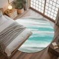 thumbnail image 3 of Teal Grey Ombre Round Rugs 3.3ft, Abstract Art Oil Painting Modern Non Slip Washable Rug Runner, Low Pile Indoor Floor Carpet Mat Bathroom Rugs for Living Room, Bedroom, Kids Room, 3 of 9