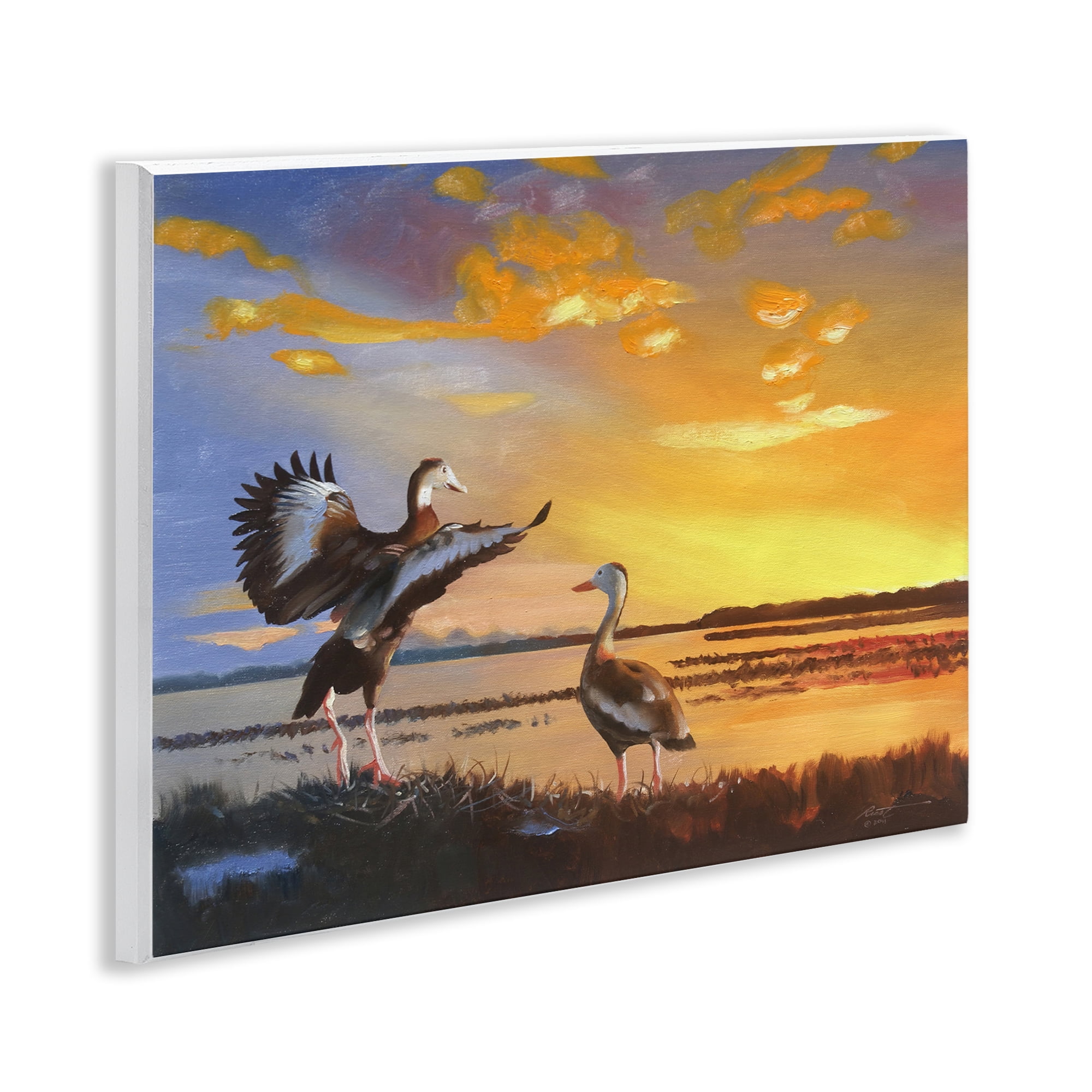 Stupell Industries Beach Birds at Sunset Animals & Insects Painting Unframed Art Print Wall Art, 14 x 11