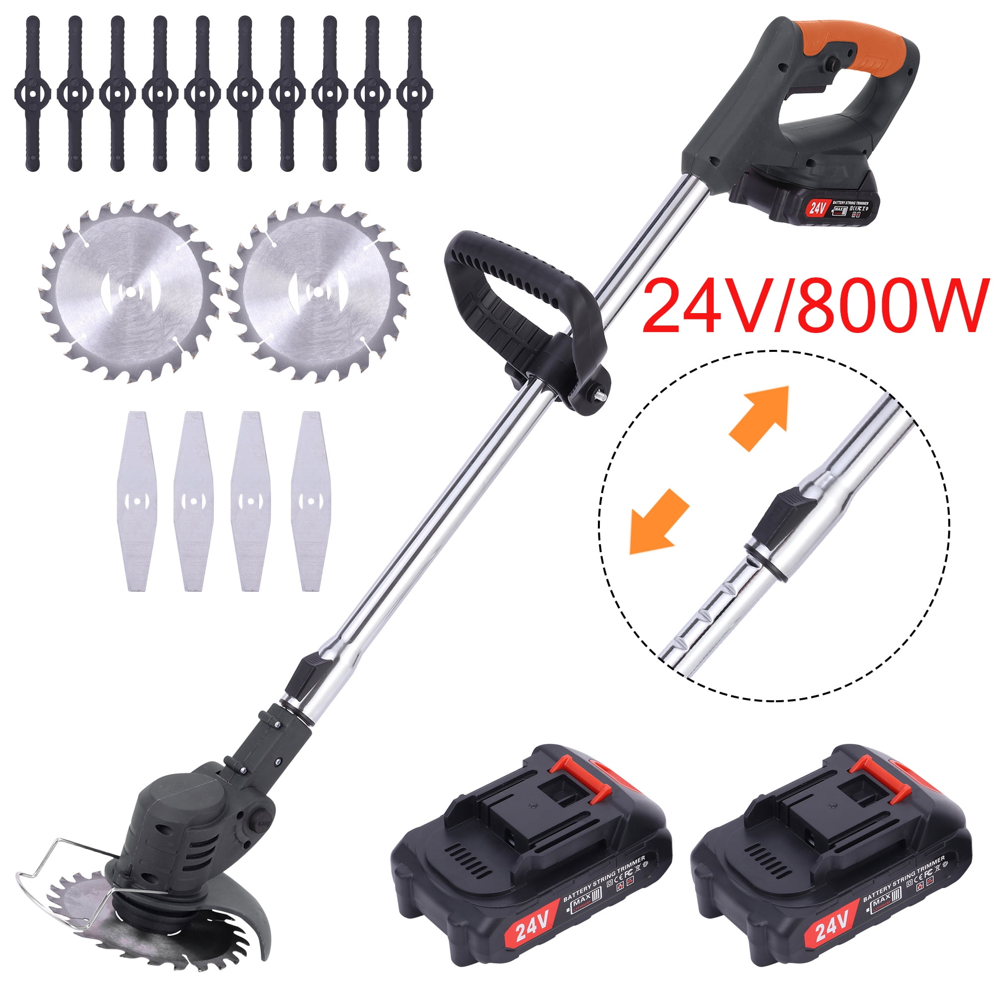 Weed Wacker Cordless Edger Trimmer Battery Powered 24V 2000mAh Electric ...