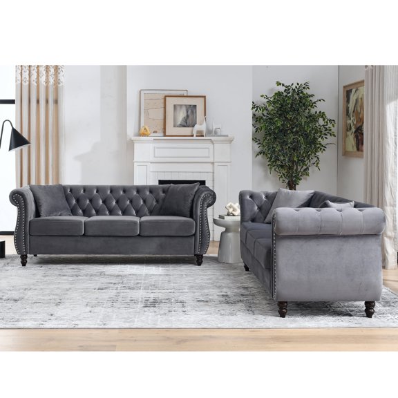 Newboti Furniture 3-Seater 3-Seater Combination Sofa.Grey Velvet 80779