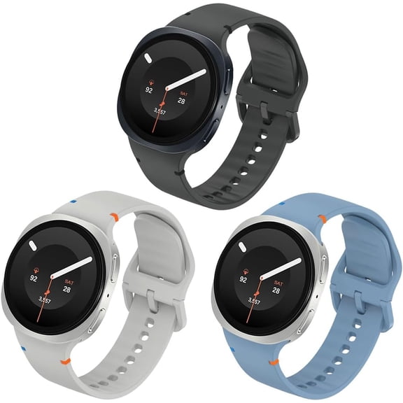 MYKOMI 3 Pack Sport Bands for Samsung Galaxy Watch 9 8 44mm 40mm Band | No Gap Soft Silicone Replacement Wristband Strap for Galaxy Watch 9/8 40mm 44mm/8 Classic 46mm Men Women