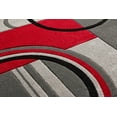 thumbnail image 2 of Echo Shapes & Circles Red / Grey Modern Geometric Comfy Casual Hand Carved Round Area Rug 5 ( 5'3" ) Easy Clean Stain Fade Resistant Shed Free Abstract Contemporary Thick Soft Plush Living Room Rug, 2 of 4