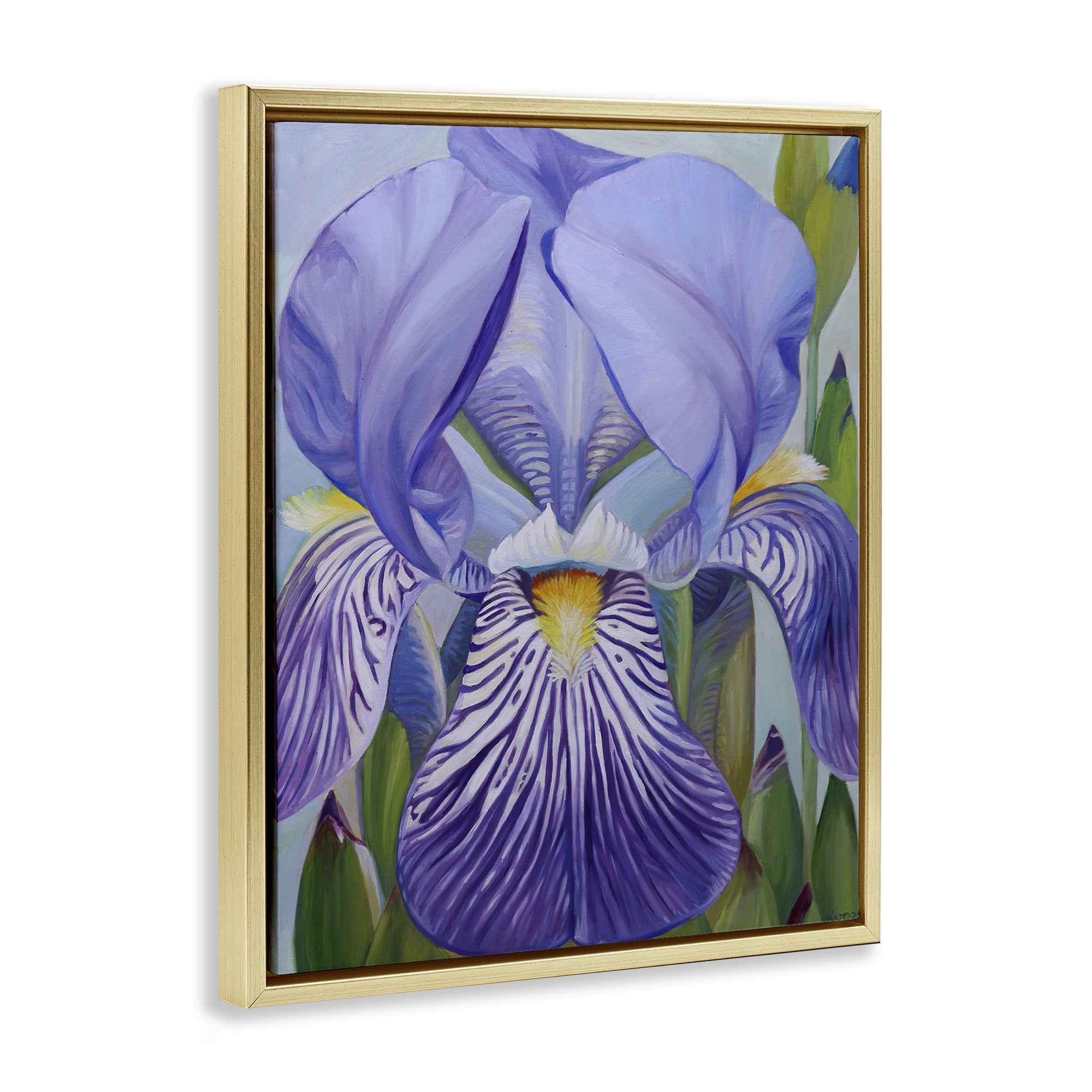 Stupell Industries Blooming Purple Iris Petals Gold Framed Floater Canvas Wall Art, design by Violeta Vollmer