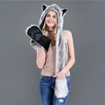 thumbnail image 5 of SBYOJLPB Hats for Women Male Female Faux Animal Hood Cap Mittens Ears Cartoon Hat Gloves Scarf Pocket, 5 of 7