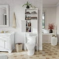 thumbnail image 3 of Sobaniilo Over The Toilet Storage Cabinet for Bathroom, Storage Organizer Over Toilet, Space Saver W/Adjustable Shelf & Open Storage Shelf, 75in, White, 3 of 7