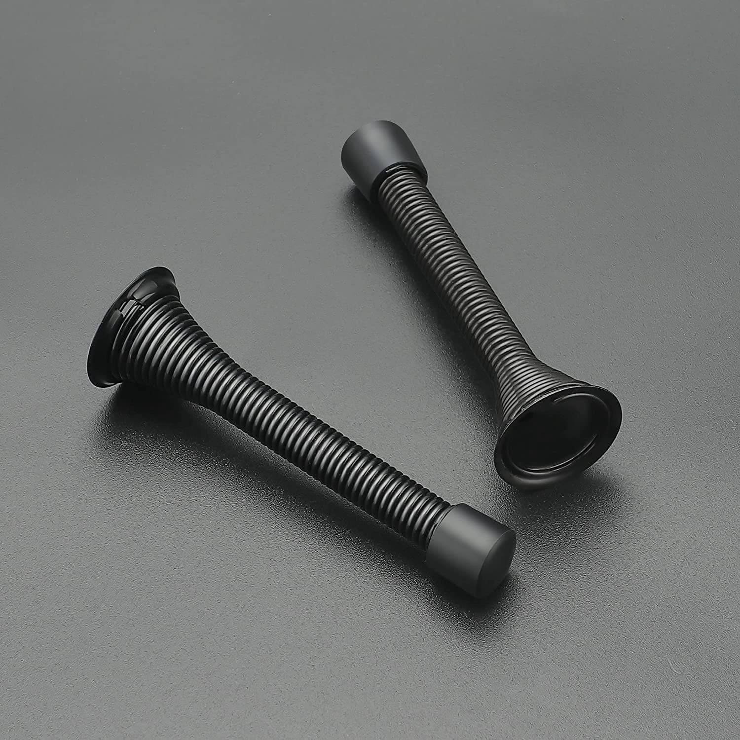Door Stoppers, 6 Pack Black Spring Door Stops with Rubber Bumper, Door Stoppers for Bottom of Door