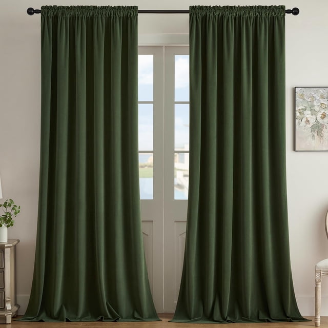 Cortinas Joydeco de Terciopelo Verde Oliva 260x260 cm 2 Paneles