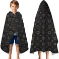 thumbnail image 3 of Black Sun Moon Star Planet Constellation Pattern Hooded Bath Towel，60"x35" for Ages 3 To 12 Kids, Quick Dry Lightweight Soft Microfiber Hood Beach Towel Cover Up for Kids, 3 of 7