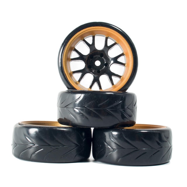 4pcs RC Car Tires 12mm HSP 1/10 TT02 On-Road Racing Rally negro perfke rc ruedas y neumáticos
