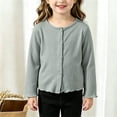 thumbnail image 5 of UACY Girls' Ribbed Knit Cardigan Long Sleeve Button down Lightweight Sweater Toddler Knitwear Button Closure Ruffled Outwear Tops, 5 of 6