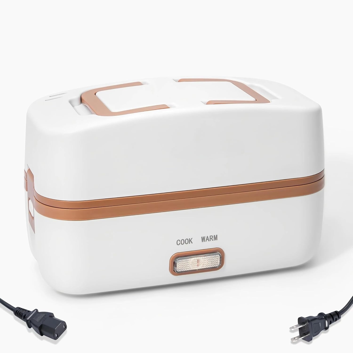 AsterOutdoor Electric Lunch Box Food Heater, 1000mL Portable Food Warmer, 304 Stainless Steel, 270W Heating Container for Work, Travel, Outdoor (Brown)