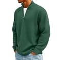 thumbnail image 4 of Domuza Waffle Sweatshirt for Men Casual Stand Collar Quarter Zip Up Pullover Spring Fall Loose Fit Stylish Long Sleeve Ribbed Sweatshirts Army Green M, 4 of 4