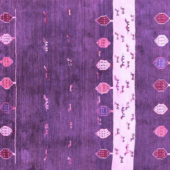 Ahgly Company Indoor Square Abstract Purple Contemporary Area Rugs, 7' Square