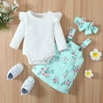 thumbnail image 5 of EnJoCho Matching Baby Girls Clothes Girls Long Sleeve Ribbed Romper Bodysuits Floral Prints Suspenders Skirt Headbands Outfits Little Girl Cute Trendy Clothing Set 3-6 Months, 5 of 9