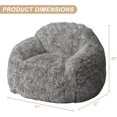 thumbnail image 2 of Negra adult faux fur plush bean bag chair con armrest - high density foam floor chair para sala de estar, 2 of 7