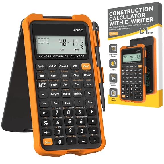 Construction Calculator with Writing Tablet Industrial & Scientific NEWYES Engineering Calculator for Contractor, Concrete Pocket Feet-inch-Fraction Calculators for Carpenter, Framer, Remodeler