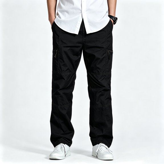 Men Multi Pocket Cargo Trousers Regular Light Stretch Ripstop Outdoor Travel Pants S-XL