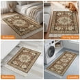 thumbnail image 4 of Kitchen Runner Rugs, Retro Traditional Ethnic Tribal Floral 2'x4' Throw Rug with Tassels, Light Brown Washable Soft Floor Carpet Runner for Hallway Bedroom Bathroom Laundry Room, 4 of 9