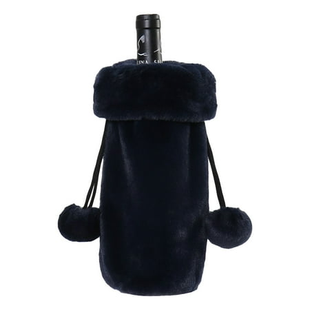 

Sunisery Solid Color Christmas Wine Bottle Covers Plush Wine Bottle Bag Decorative for Holiday Christmas New Year Table Decor