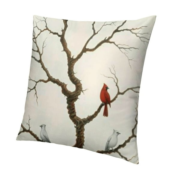 Patifu  Birds Cardinal Christmas Decor Throw Pillow Covers Cute Pillow Cases for Couch Sofa Bed Chair,Christmas Living Room Decor Cushion Cover 12x12in