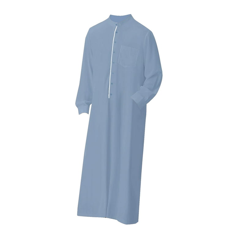 Elneeya Kaftan Muslim Mens Clothing 2023 New Solid Color Abaya