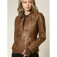 thumbnail image 5 of L Women’s Faux Leather Moto Biker Jacket Coat with Removable or Non-Removable Hood, Stylish Slim Fit Zip-Up Motorcycle Outerwear, 5 of 5