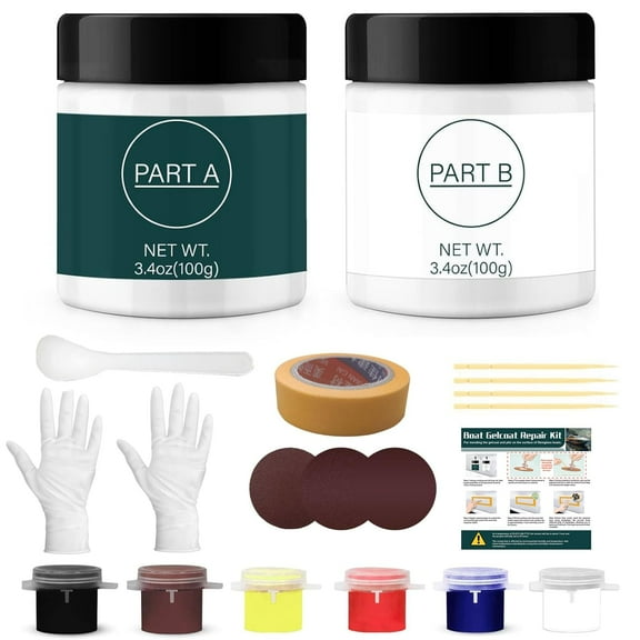 200g Gel Coat Repair Kit for Boats, Repair Cracks Scratches Chips Holes Gaps, for Fiberglass, Porcelain, Acrylic