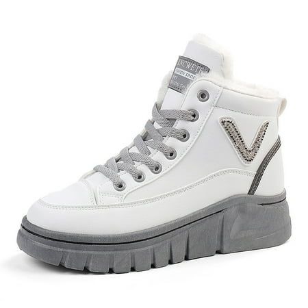 

Women s High Top Warm Plush Sneakers Lace Up Platform Shoes Women s Footwear