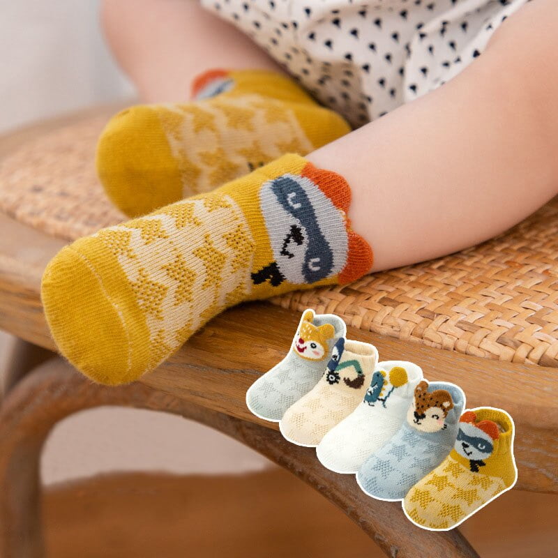 DanceeMangoos 0-5T 5 pairs Toddler Kid Baby Boys Girls Socks Animals  Cartoon Cute Sweet Cotton Socks Stretch Newborn Baby Socks