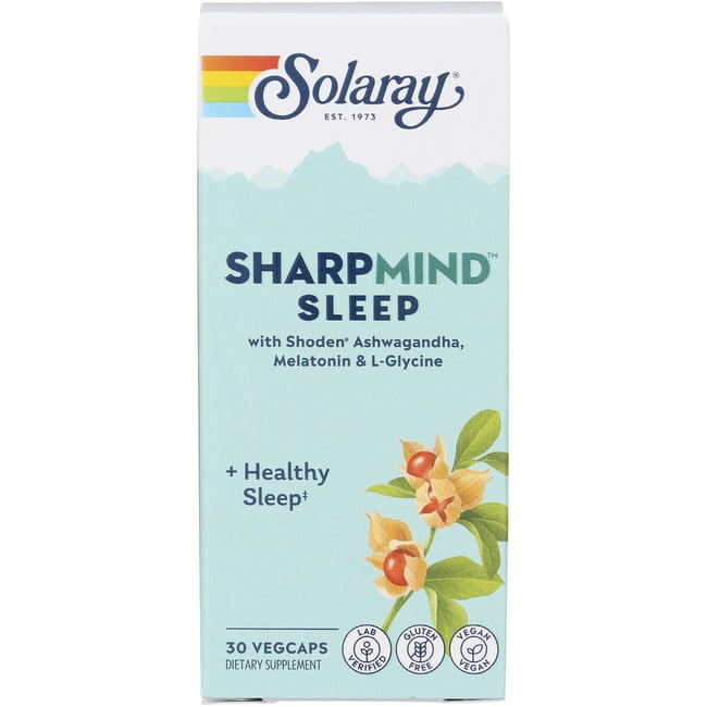 Solaray SharpMind Sleep, Nootropic Sleep Formula, Supplement Promotes a Calm Mood, Healthy Sleep and a Relaxed Mind. With Slow Release Melatonin 3mg, 60 Day Money Guarantee, 30 Serv 30 VegCaps