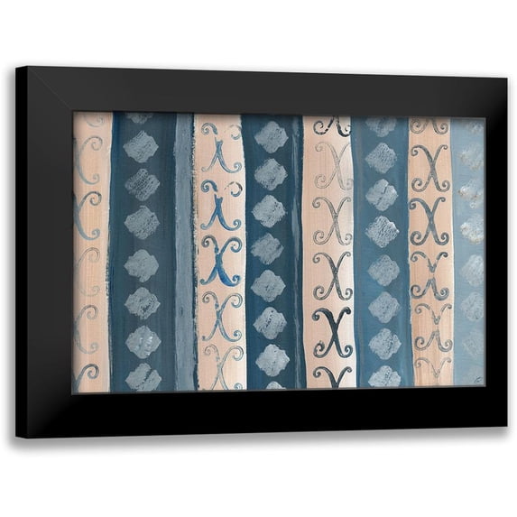 Lee, Judson 14x11 Black Modern Framed Museum Art Print Titled - Tan and Indigo Stripe