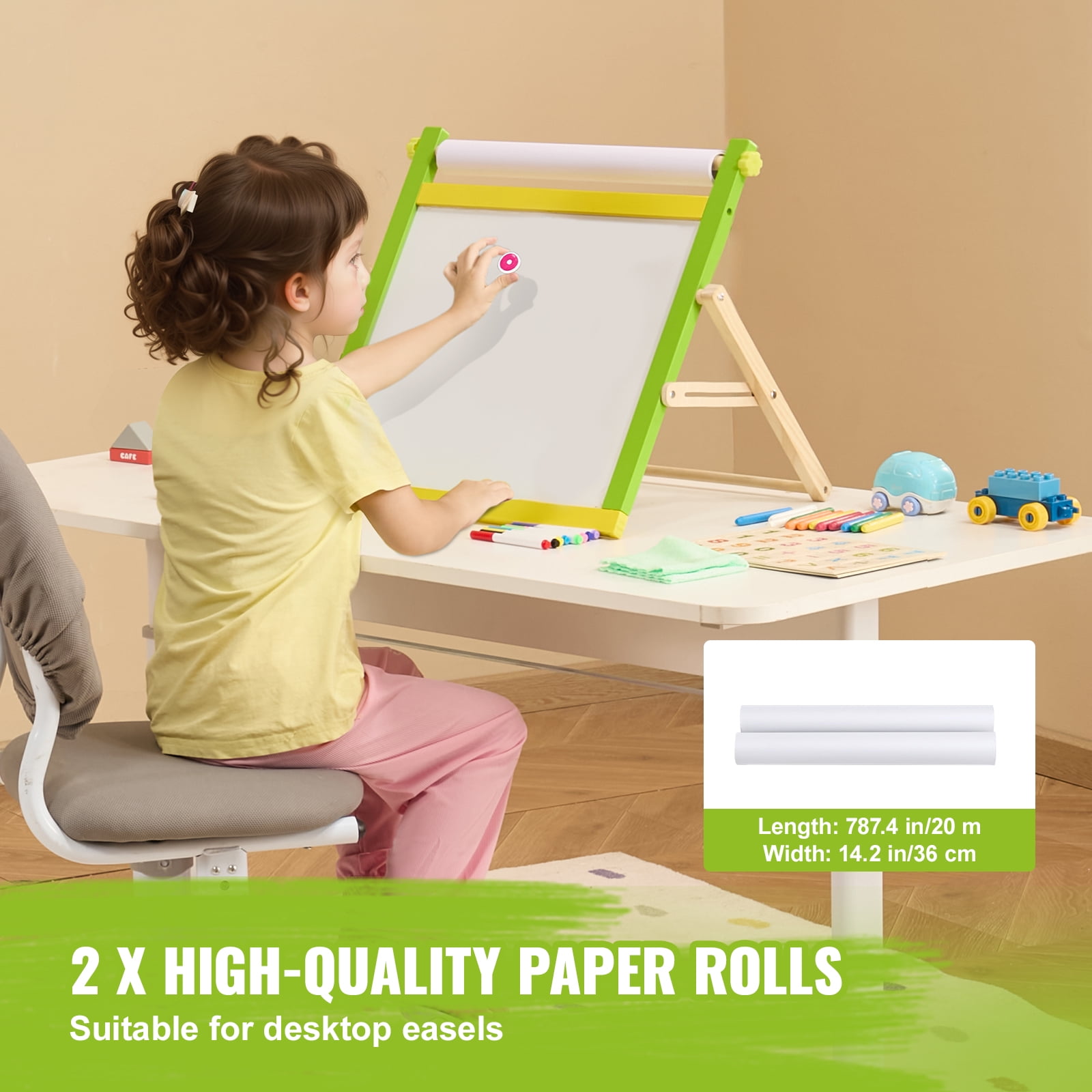 VEVOR Easel Accessory Set, 32 PCS Kides Art Easel Painting Kit Including Chalks, Dry-Erase Markers & Paper Rolls, Supplies Set for Tabletop Art Easel, Painting Accessories for Toddlers Boys and Girls