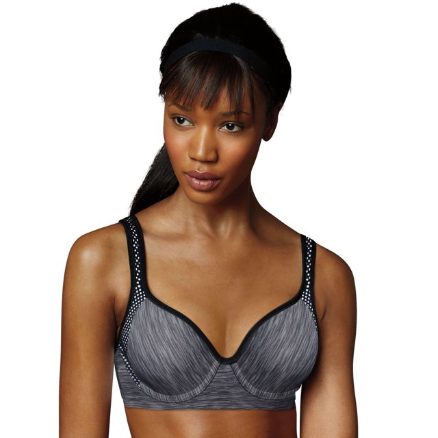 Maidenform Soutien-gorge Armatures Sport Femme 34B, Fusain Chiné/noir