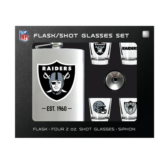 MOJO Las Vegas Raiders Shot Glass & Flask Gift Set