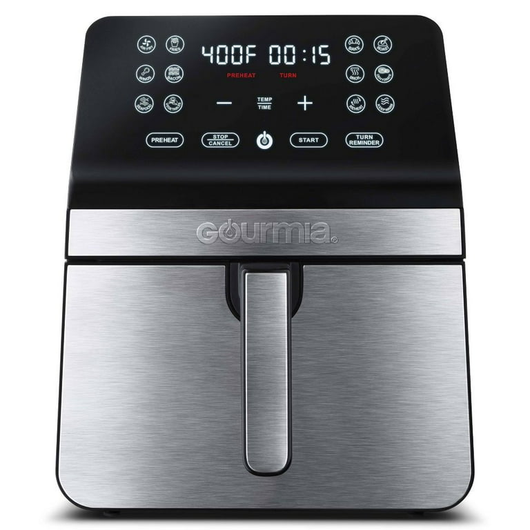 Gourmia GAF838 8-Qt Digital AIR FRYER, Stainless Steel with Gourmia GAF838 8-Qt Digital AIR FRYER, Stainless Steel with