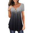 thumbnail image 1 of ICHUANYI Clearance Women Round-Neck Short Sleeve Gradient Strappy Shoulder T-Shirt Tops Blouses(Gray, M) ICHUANYI WER2023081007270, 1 of 7