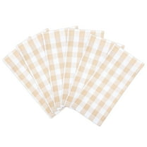 Arkwright 6 Pack of Buffalo Plaid Kitchen Towels - 20 x 30 - Beige & White