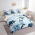 thumbnail image 3 of Feelyou Blue Fashion Flower Bedding Comforter Set 7 Pieces, Watercolor Floral Full Bedding Set, Teens Adult Women Girls Reversible Fitted Sheet Flat Sheet, Luxury Bedroom Decor, 3 of 7