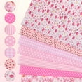 thumbnail image 4 of Uxcell Cotton Fabric Bundles, 7Pcs 10 x 10 inch 100% Cotton Fat Quarter Floral Printed Precut Fabric Squares for Sewing Patchwork Quilting DIY Crafts, Pink, 4 of 7