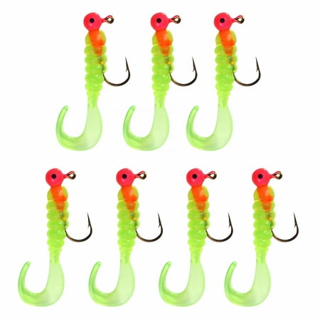 BESTSKY Grub Fishing Crappie Lures Tube Baits Soft Worms Grub Tail Crappie Jigs Fishing Hooks for Bass Trout Bluegill Panfish