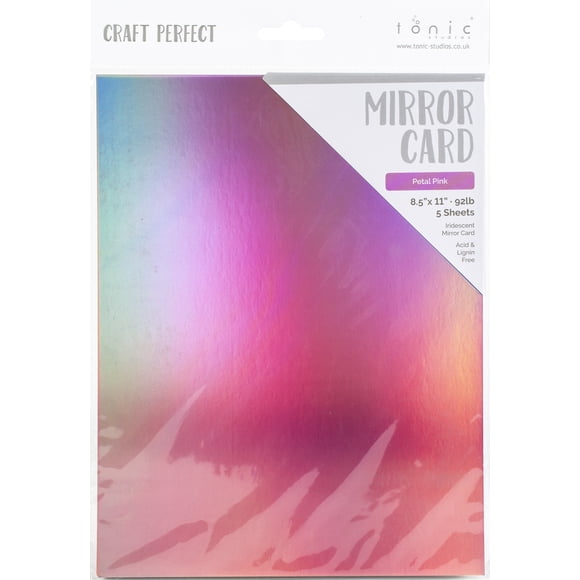 Craft Perfect Mirror Cardstock 92Lb 8.5"X11" 5/Pkg-Iridescent -Petal Pink