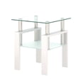 thumbnail image 5 of Modern Tempered Glass Side Table, Square End Table Coffee Table with Metal Legs and Open Shelf for Living Room Bedroom, White 1-Piece, 5 of 7