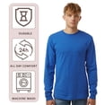 thumbnail image 6 of Crown Craze® Men's Long Sleeve T-Shirt, 100% Ring-Spun Cotton Crew Neck Solid Color Tee (Military-Green, 2XL), 6 of 7