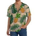 thumbnail image 3 of Naloa Pineapples Palm Leaves Men's Loose Fit Cuban Collar Short-Sleeve Shirt with Button-down and Chest Pocket for Everyday Wear Outings - X-Large, 3 of 7