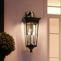 Luxury Cosmopolitan Outdoor Wall Sconce, 28''H x 11''W, with Contemporary Style Elements, Transitional Design, Midnight Black Finish and Shatterproof Glass, UHP1264
