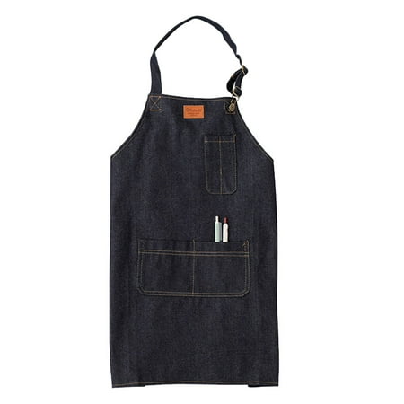 

Men Women Breathable Painting Chefs Bib Apron With 2 Pockets Restaurant Black