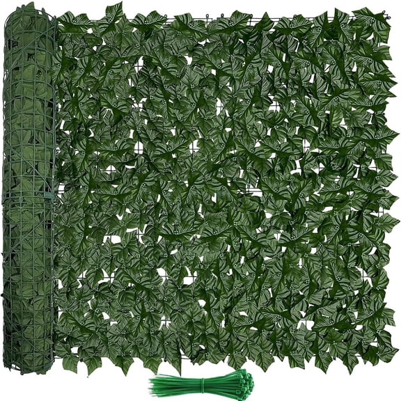 120x40in Artificial Ivy Privacy Fence Screen, UV Resistant Faux Green Hedge Vine for Garden Wall Backyard Patio Decor