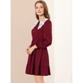 thumbnail image 4 of INSPIRE CHIC Women's Retro Ruffle Hem Dresses A-Line Lace Panel Peter Pan Collar Dress, 4 of 6